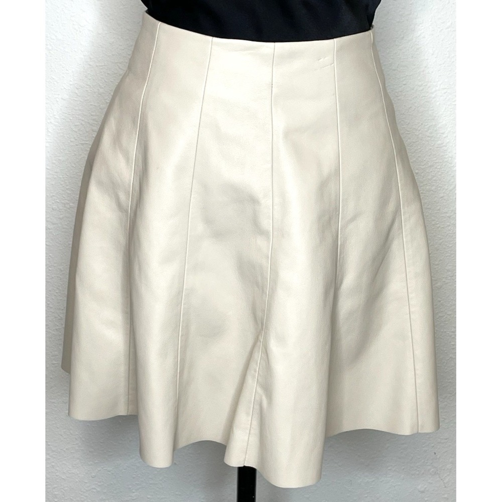 Amisu Women Skirt Faux Leather A-Line Paneled Mini 6 Cream